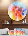 Colorful Retro Palm Trees - Landscape Painting Disc Metal Artwork