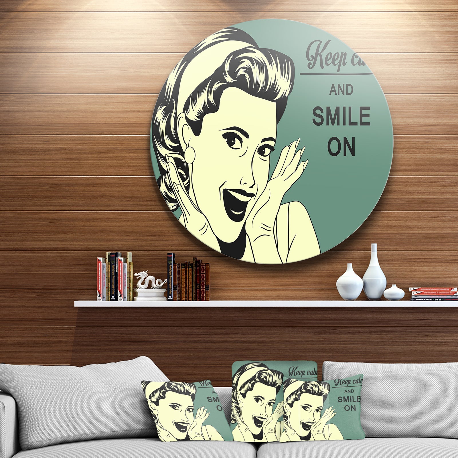Pop Art Retro Woman - Portrait Digital Art Disc Metal Wall Art