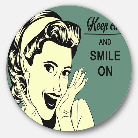 Pop Art Retro Woman - Portrait Digital Art Disc Metal Wall Art