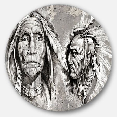 Native American Indian Heads - Portrait Digital Art Disc Metal Artwork