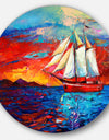 Sail Ship During Sunset - Seascape Painting Disc Metal Artwork