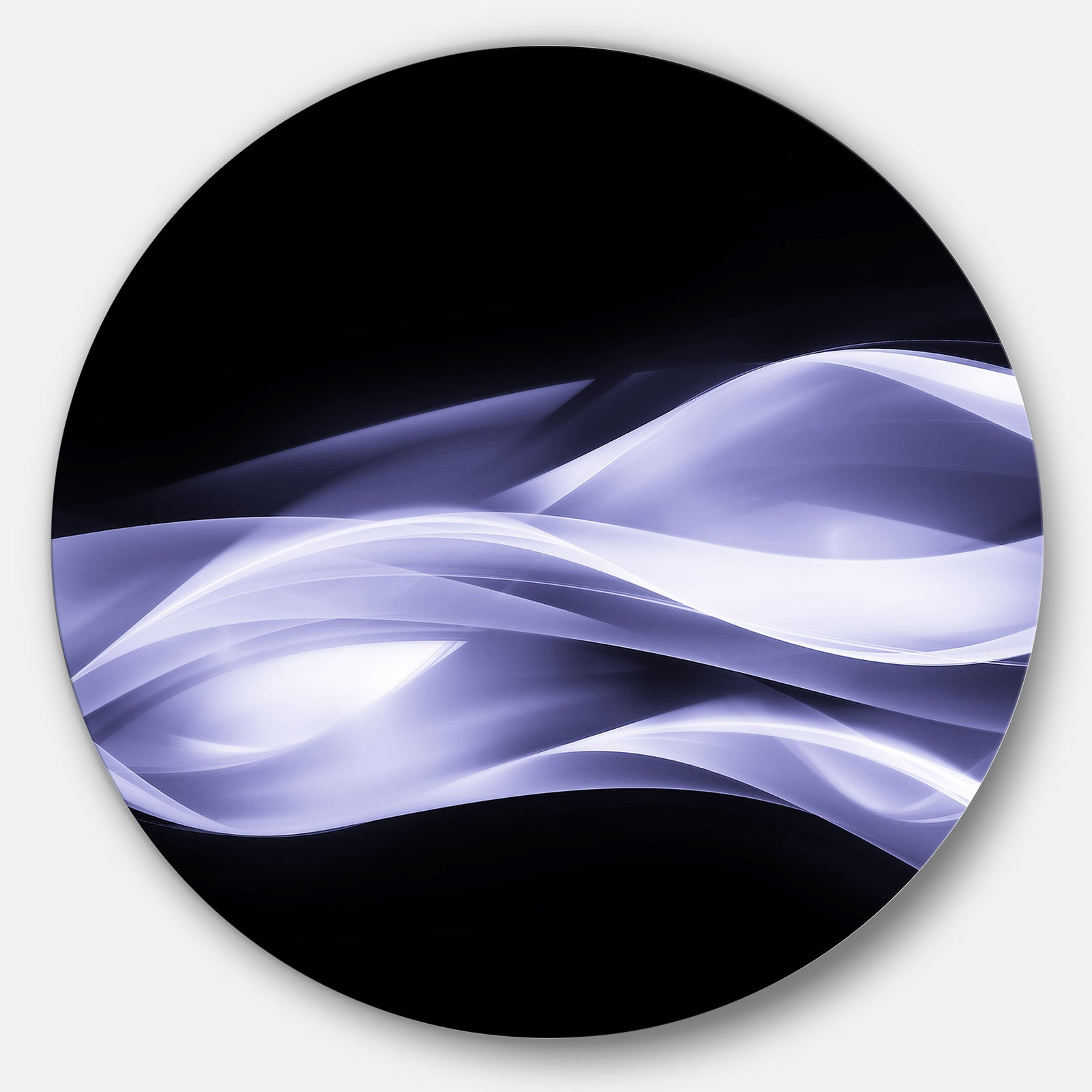 Fractal Lines Purple in Black - Abstract Digital Art Round Wall Art