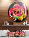 Colorful Thick Strokes in Black - Abstract Digital Circle Metal Wall Art