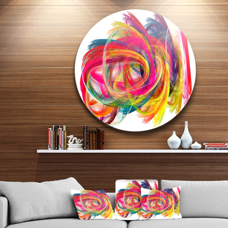 Colorful Thick Strokes - Abstract Digital Art Circle Metal Artwork