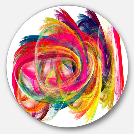 Colorful Thick Strokes - Abstract Digital Art Circle Metal Artwork