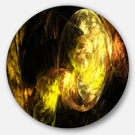 Colored Smoke Golden - Abstract Digital Art Disc Metal Wall Art