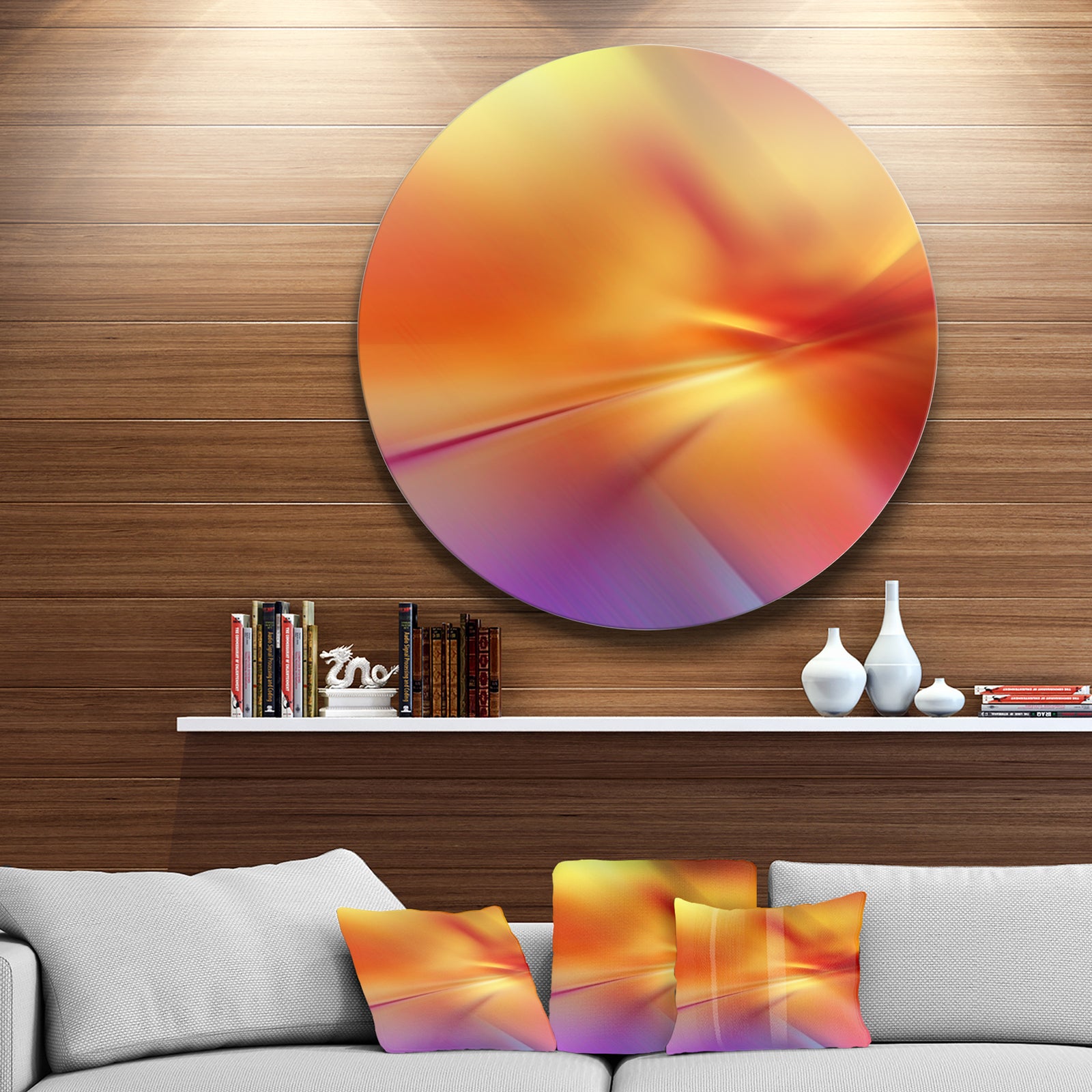 Orange Red Wallpaper Art - Abstract Digital Art Disc Metal Artwork