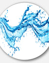 Blue Water Splashes - Abstract Digital Art Round Wall Art