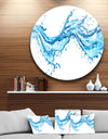 Blue Water Splashes - Abstract Digital Art Round Wall Art