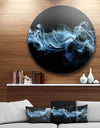 Blue Smoke in Black - Abstract Digital Art Disc Metal Wall Art