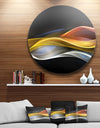 3D Gold Silver Wave Design - Abstract Digital Art Round Metal Wall Art