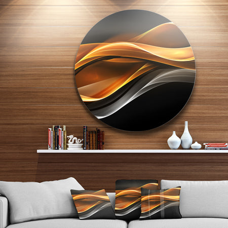 Gold Silver Inward Lines - Abstract Digital Art Circle Wall Art