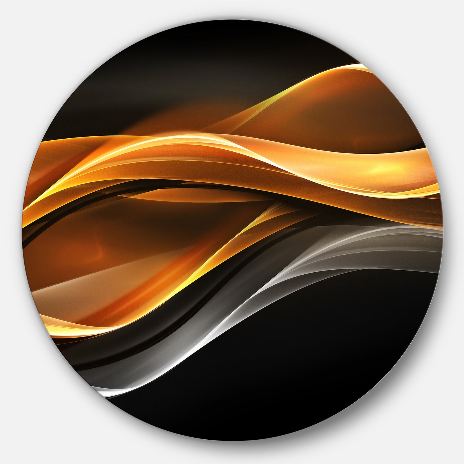 Gold Silver Inward Lines - Abstract Digital Art Circle Wall Art
