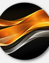 Gold Pink Inward Waves - Abstract Digital Art Large Disc Metal Wall art