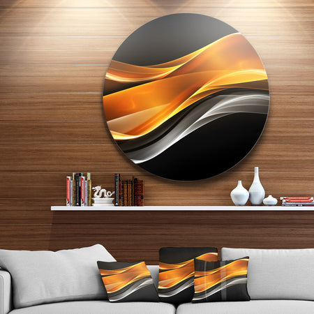 Gold Pink Inward Waves - Abstract Digital Art Large Disc Metal Wall art