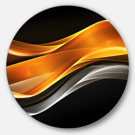 Gold Pink Inward Waves - Abstract Digital Art Large Disc Metal Wall art