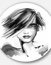 Young Woman Black White - Portrait Digital Art Disc Metal Artwork