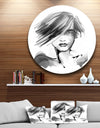 Young Woman Black White - Portrait Digital Art Disc Metal Artwork