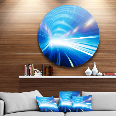 Speed Motion in Highway Tunnel - Abstract Digital Art Round Wall Art