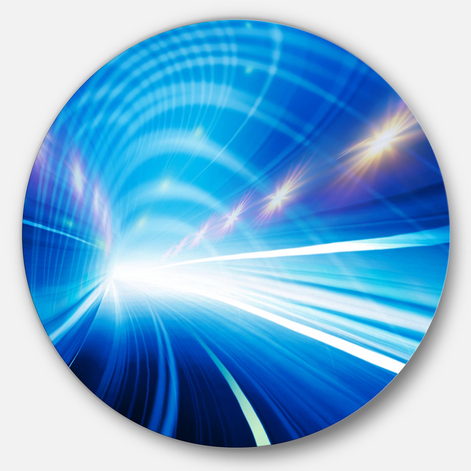 Speed Motion in Highway Tunnel - Abstract Digital Art Round Wall Art