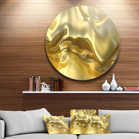 Golden Cloth Texture - Abstract Digital Art Large Circle Metal Wall art
