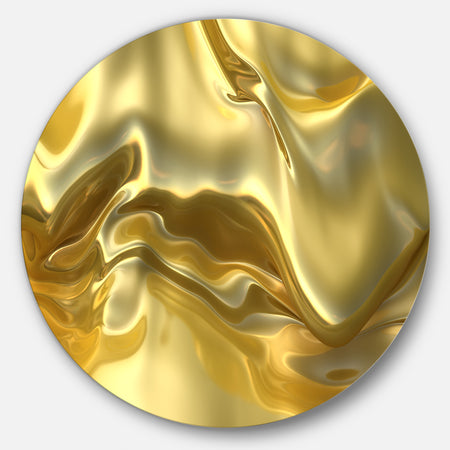 Golden Cloth Texture - Abstract Digital Art Large Circle Metal Wall art