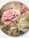 Vintage Pink Roses with Water Drops - Floral Circle Wall Art