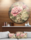 Vintage Pink Roses with Water Drops - Floral Circle Wall Art