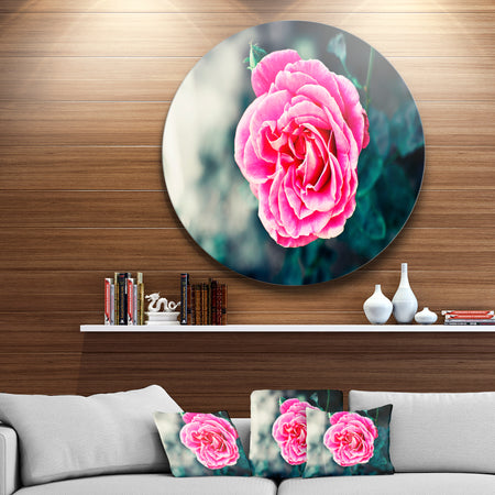 Red Rose in Vintage Style - Floral Digital Art Round Wall Art