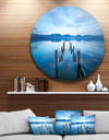 Deep into the Sea Pier - Seascape Photo Round Wall Art