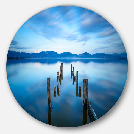 Deep into the Sea Pier - Seascape Photo Round Wall Art