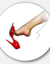 Leg Wearing High Heel Red Shoe - Portrait Digital Art Large Disc Metal Wall art