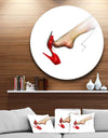 Leg Wearing High Heel Red Shoe - Portrait Digital Art Large Disc Metal Wall art