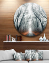 Mystic Road in Forest - Landscape Photo Circle Metal Artwork