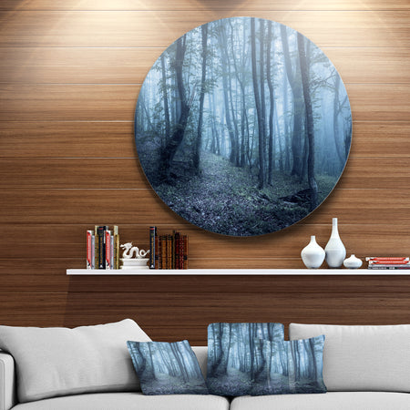 Spring Foggy Forest Trees - Landscape Photo Round Wall Art