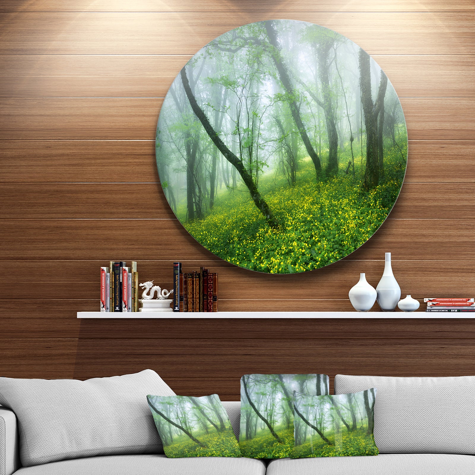 Mysterious Forest Green Leaves - Landscape Photo Disc Metal Wall Art