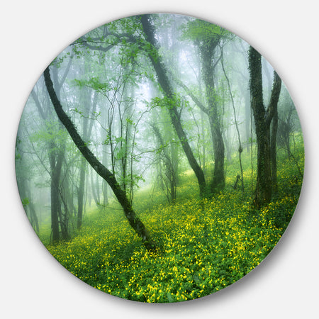 Mysterious Forest Green Leaves - Landscape Photo Disc Metal Wall Art