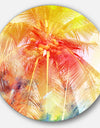 Retro Palm Red Yellow Watercolor - Trees Painting Large Disc Metal Wall art