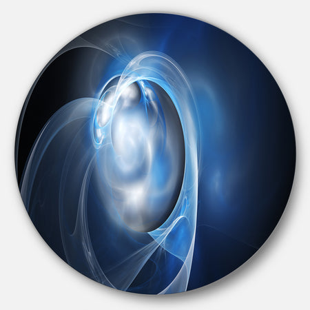Fractal Lighting in Dark Blue - Abstract Digital Art Circle Wall Art
