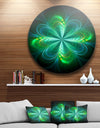 Green Fractal Flower Blooming - Abstract Art Disc Metal Artwork