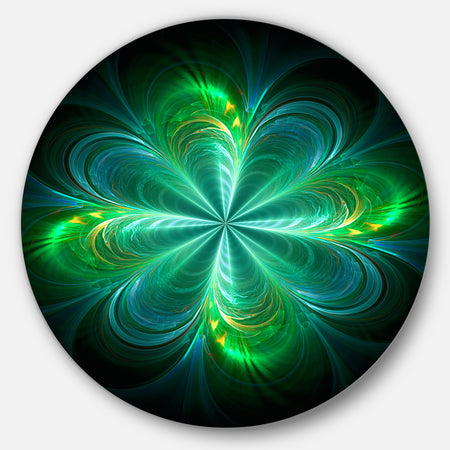 Green Fractal Flower Blooming - Abstract Art Disc Metal Artwork