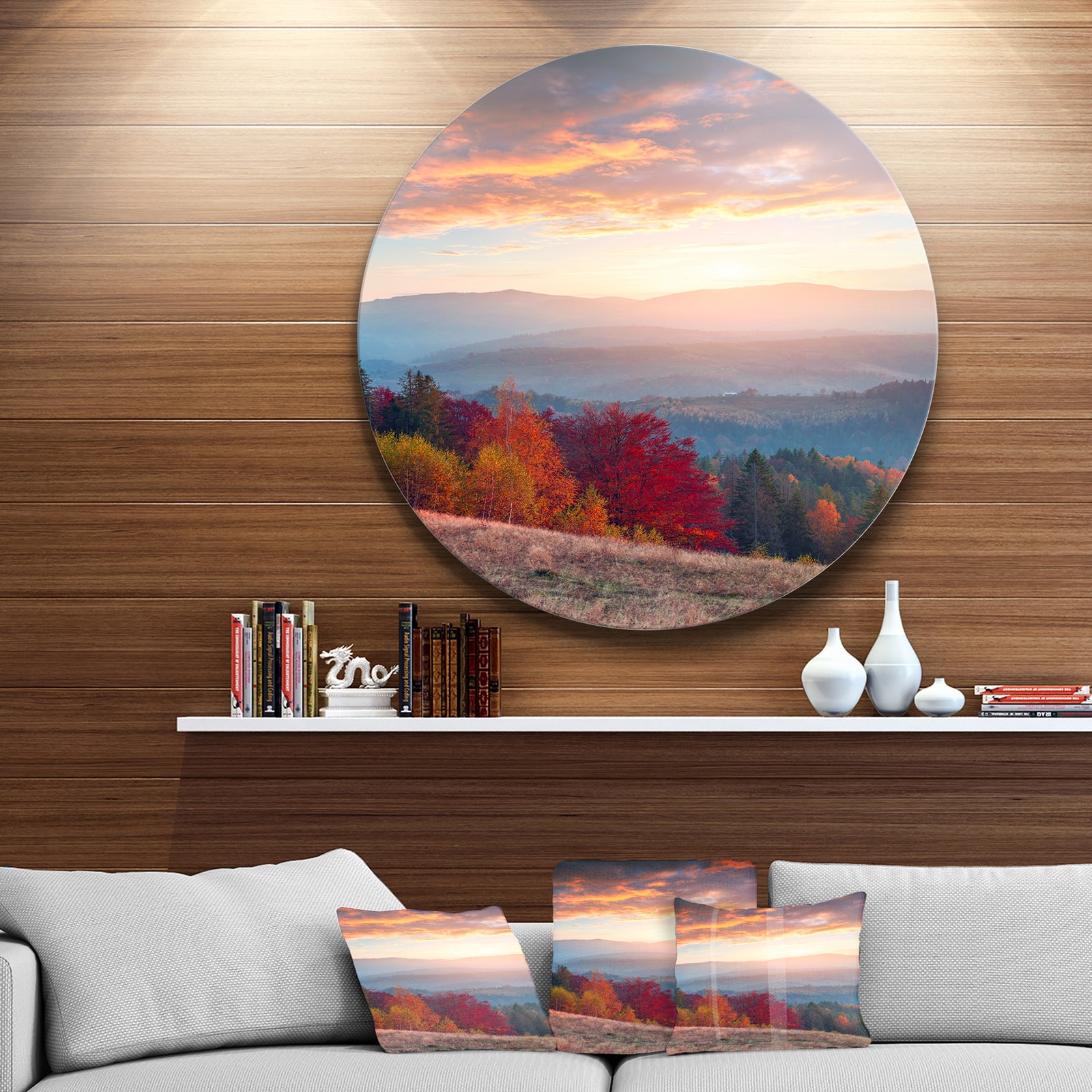 Sunrise in Carpathian Mountains - Landscape Photo Disc Metal Wall Art
