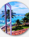 Light House Window View - Landscape Photo Round Metal Wall Art