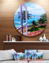 Light House Window View - Landscape Photo Round Metal Wall Art