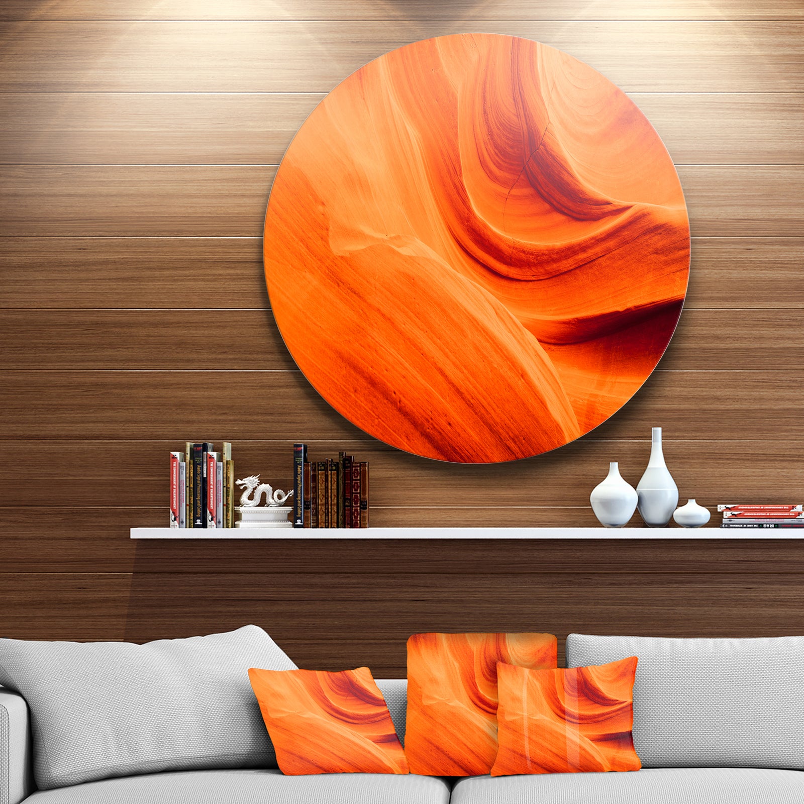 Orange Upper Antelope Canyon - Landscape Photo Circle Wall Art