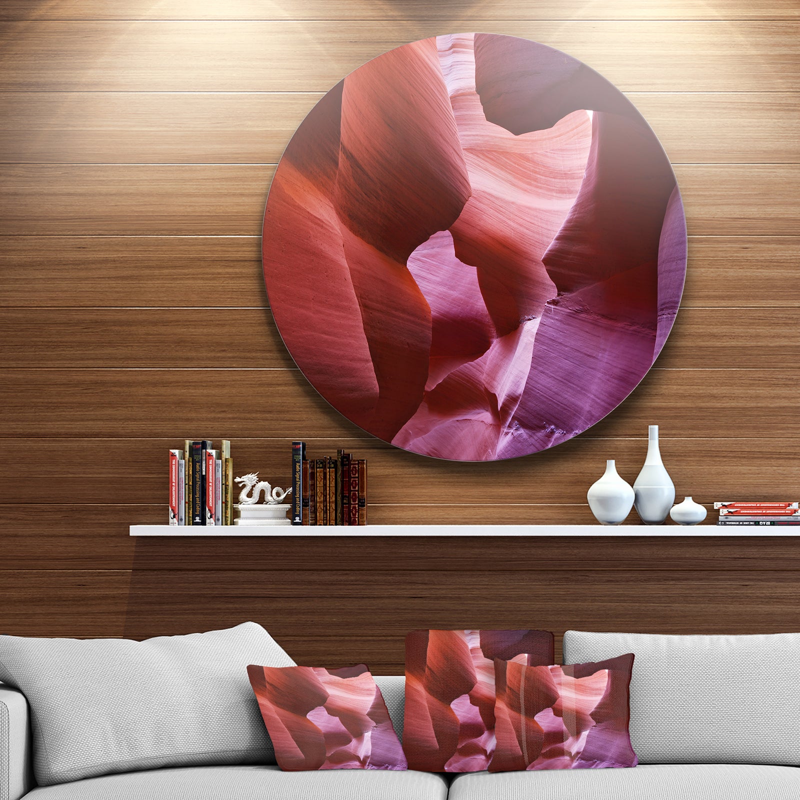 Play of Light in Antelope Canyon - Landscape Photo Round Wall Art