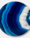 Blue Agate Crystal - Abstract Digital Art Circle Metal Wall Art