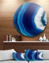 Blue Agate Crystal - Abstract Digital Art Circle Metal Wall Art