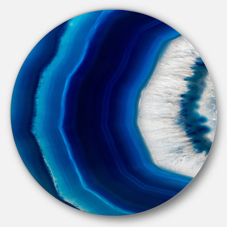 Blue Agate Crystal - Abstract Digital Art Circle Metal Wall Art