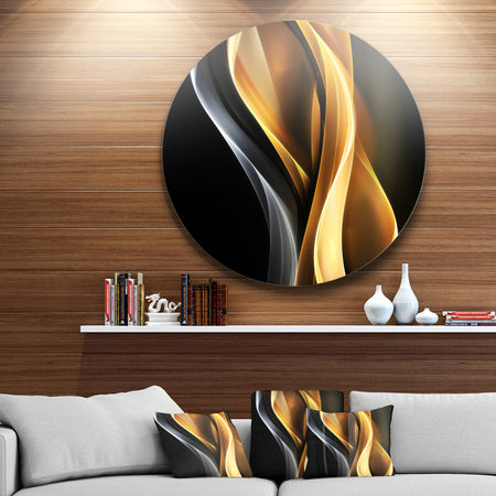 Brown White Light Art - Abstract Digital Art Large Disc Metal Wall art